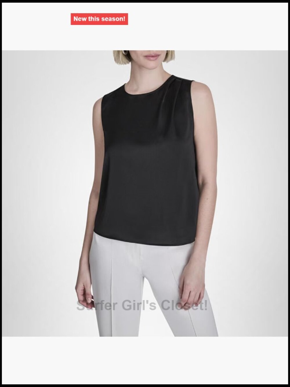 Womens Sleeveless Side Ruched Crew Neck Tank Top 100% Polyester